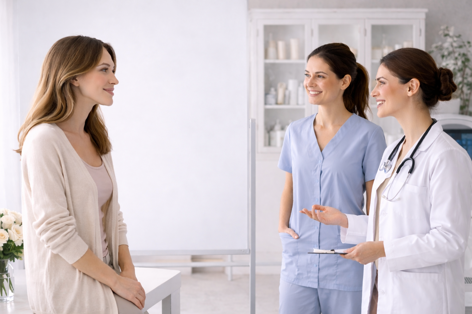 A person looking at their reflection in a mirror, with a calm and thoughtful expression.